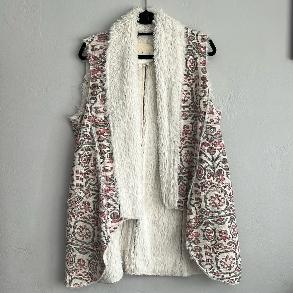 Anthropologie Boho Fur lined Vest Medium